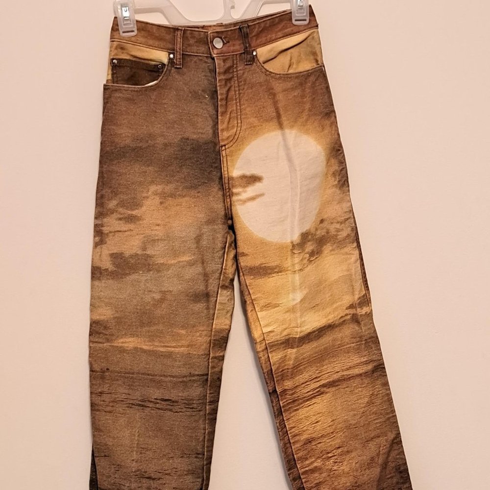 PRISCAVera Brown Printed Sunset  Denim Jeans EUC